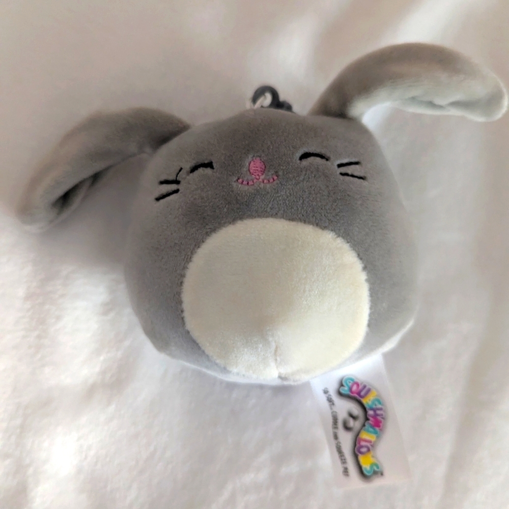 Squishmallow Blake Grey Bunny Toy Stuffed Animal Plush Key Chain Charm 3.5"